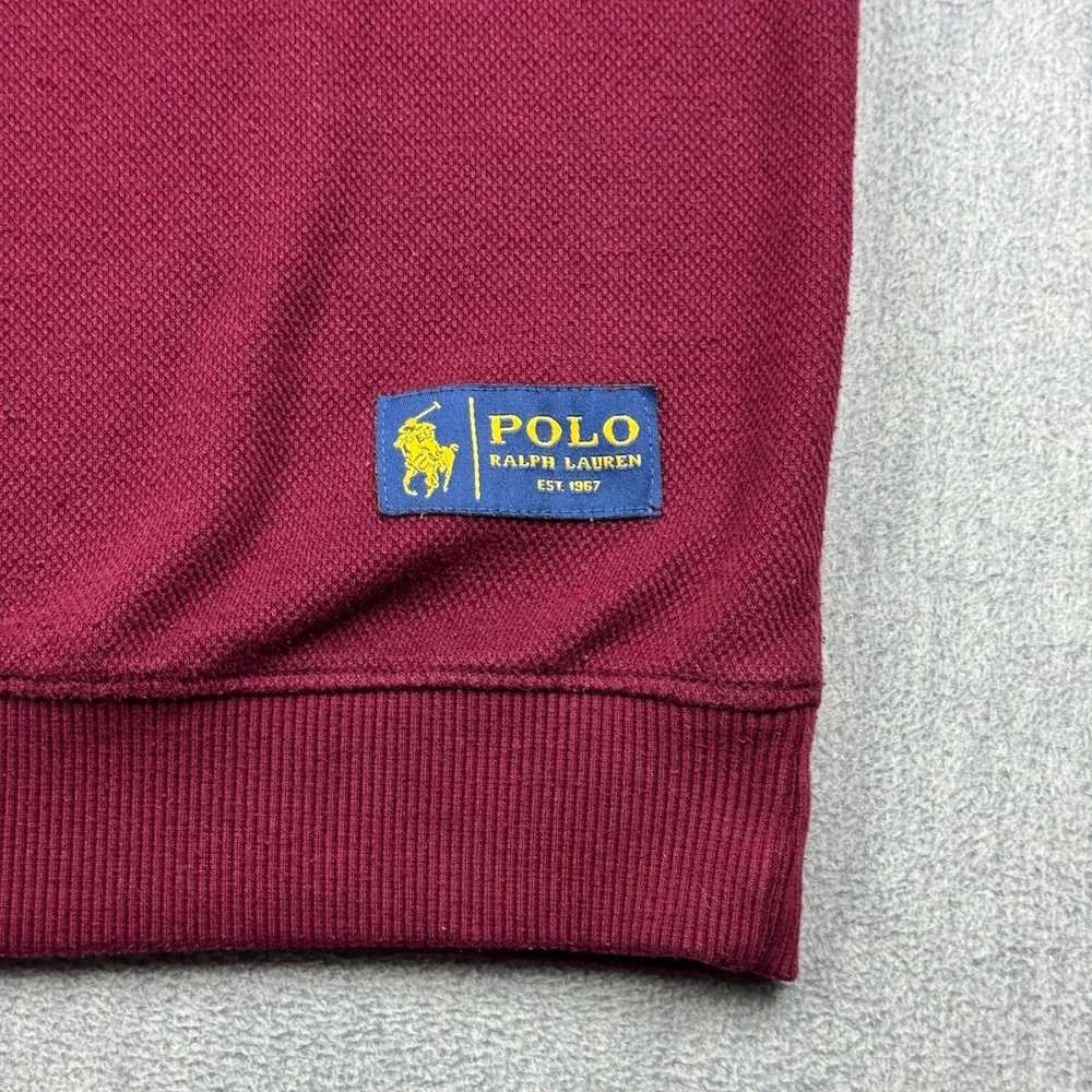 Polo Ralph Lauren Sweater Mens Large Red Pullover 1/4 Zip Made In Hong‎ Kong